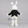 Custom White and Black Rabbit Mascot Costume Adult Full Body Suit for Storytelling Events Custom White and Black Rabbit Mascot Costume Adult Full Body Suit for Storytelling Events