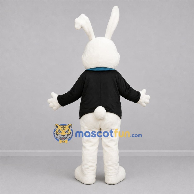 Custom White and Black Rabbit Mascot Costume Adult Full Body Suit for Storytelling Events Custom White and Black Rabbit Mascot Costume Adult Full Body Suit for Storytelling Events