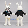 Custom White and Black Rabbit Mascot Costume Adult Full Body Suit for Storytelling Events