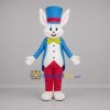 Custom White and Blue Magician Rabbit Mascot Costume Adult Full Body Suit for Magic Shows Custom White and Blue Magician Rabbit Mascot Costume Adult Full Body Suit for Magic Shows