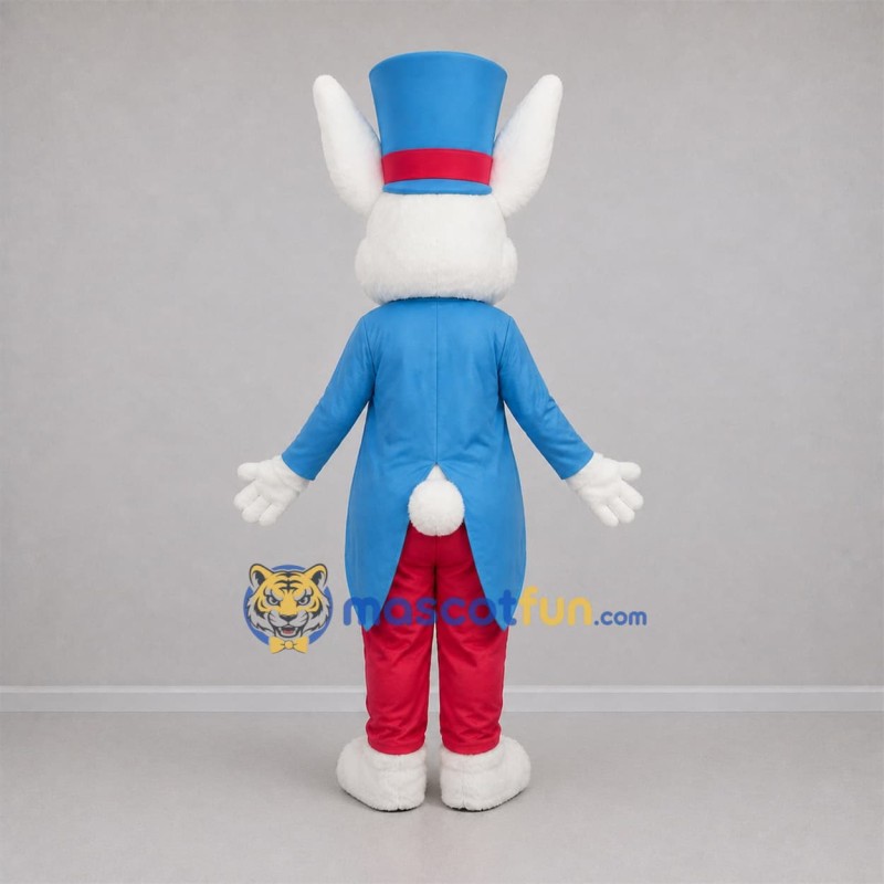 Custom White and Blue Magician Rabbit Mascot Costume Adult Full Body Suit for Magic Shows Custom White and Blue Magician Rabbit Mascot Costume Adult Full Body Suit for Magic Shows