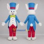 Custom White and Blue Magician Rabbit Mascot Costume Adult Full Body Suit for Magic Shows