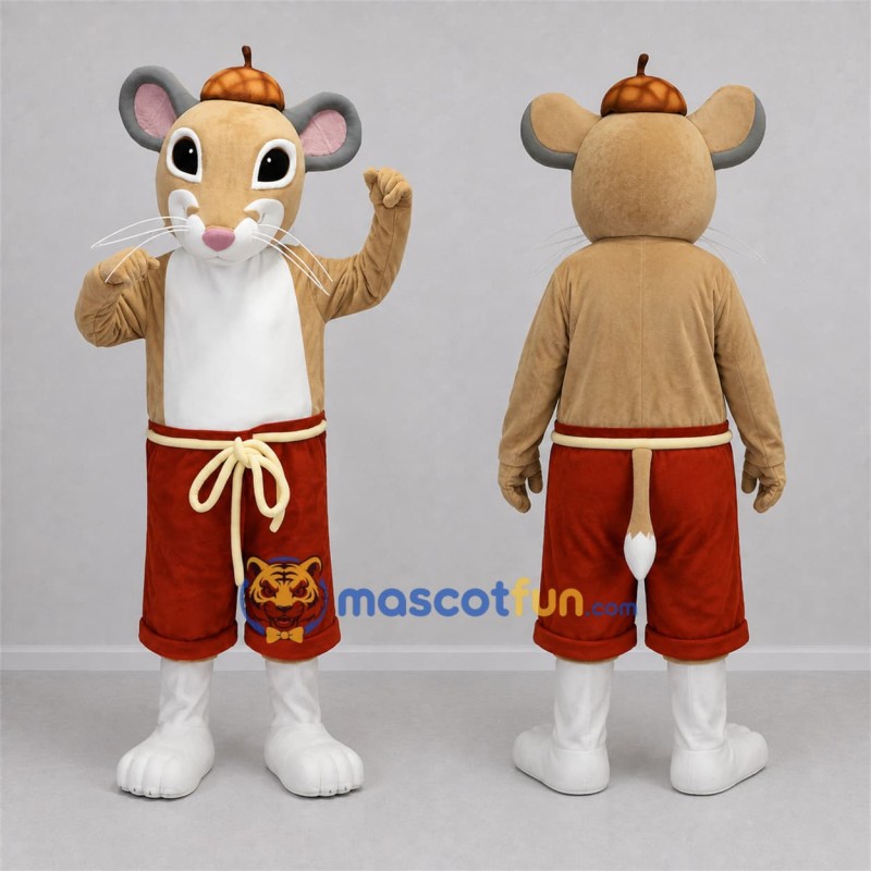 Custom Tan and Brown Mouse Mascot Costume Adult Full Body Suit for Storytelling Events Custom Tan and Brown Mouse Mascot Costume Adult Full Body Suit for Storytelling Events