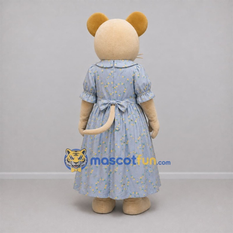 Custom Cream and Light Blue Mouse Mascot Costume Adult Full Body Suit for Storytelling Events