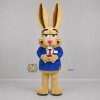 Custom Tan and Blue Rabbit Mascot Costume Adult Full Body Suit for School Events Custom Tan and Blue Rabbit Mascot Costume Adult Full Body Suit for School Events