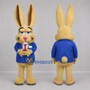 Custom Tan and Blue Rabbit Mascot Costume Adult Full Body Suit for School Events Custom Tan and Blue Rabbit Mascot Costume Adult Full Body Suit for School Events