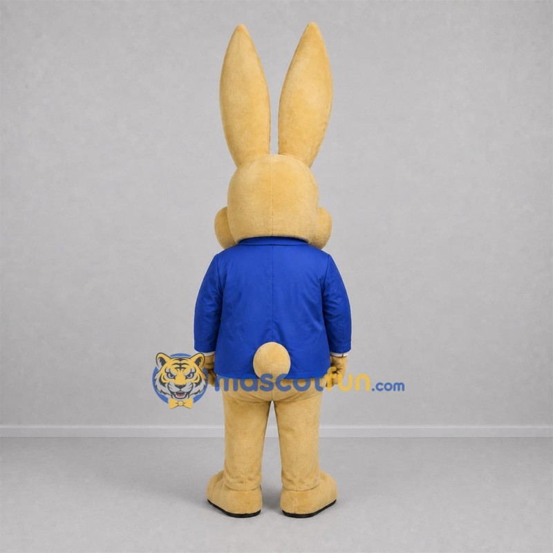 Custom Tan and Blue Rabbit Mascot Costume Adult Full Body Suit for School Events Custom Tan and Blue Rabbit Mascot Costume Adult Full Body Suit for School Events