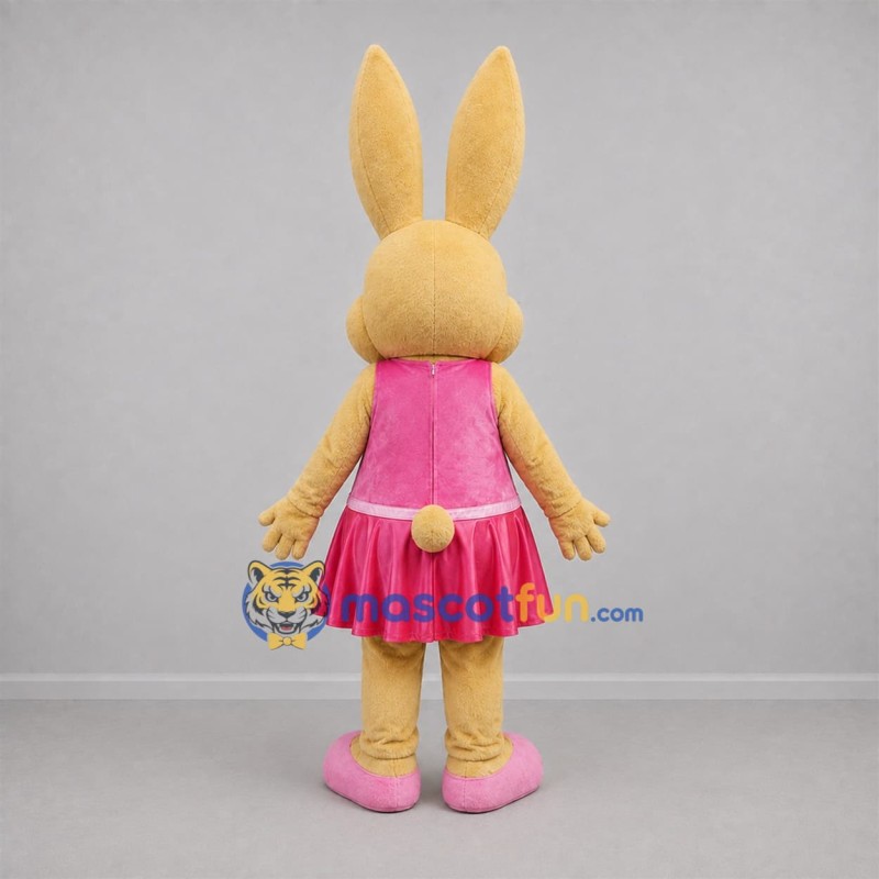 Custom Tan and Pink Rabbit Mascot Costume Adult Full Body Suit for Easter Events Custom Tan and Pink Rabbit Mascot Costume Adult Full Body Suit for Easter Events