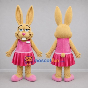 Custom Tan and Pink Rabbit Mascot Costume Adult Full Body Suit for Easter Events