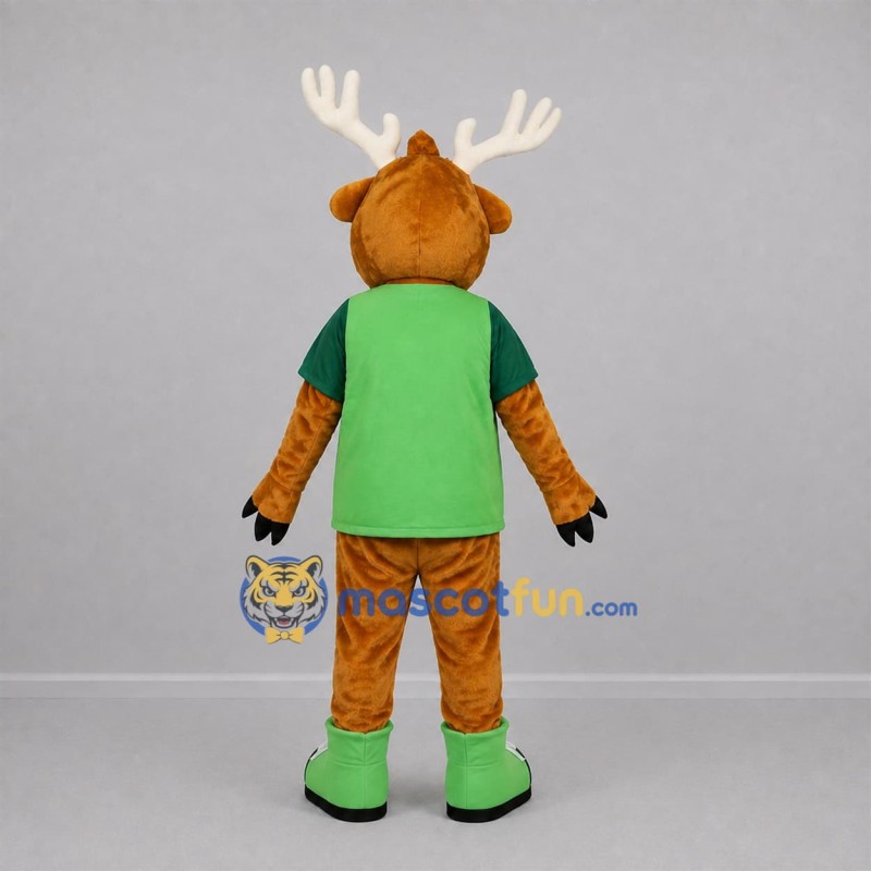 Custom Brown and Green Moose Mascot Costume Adult Full Body Suit for Sports Events Custom Brown and Green Moose Mascot Costume Adult Full Body Suit for Sports Events