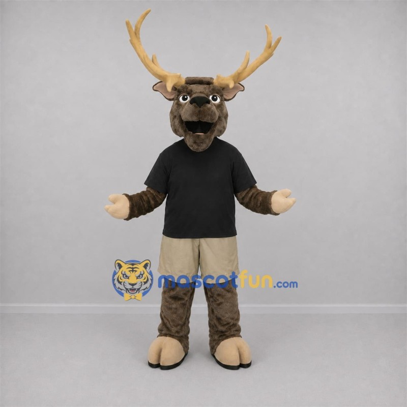 Custom Brown and Black Deer Mascot Costume Adult Full Body Suit for Nature Events