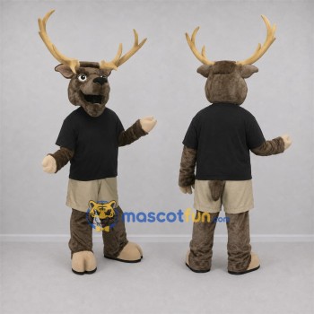 Custom Brown and Black Deer Mascot Costume Adult Full Body Suit for Nature Events
