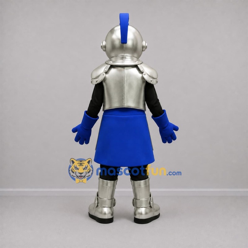 Custom Silver and Blue Knight Mascot Costume Adult Full Body Suit for Medieval Events Custom Silver and Blue Knight Mascot Costume Adult Full Body Suit for Medieval Events
