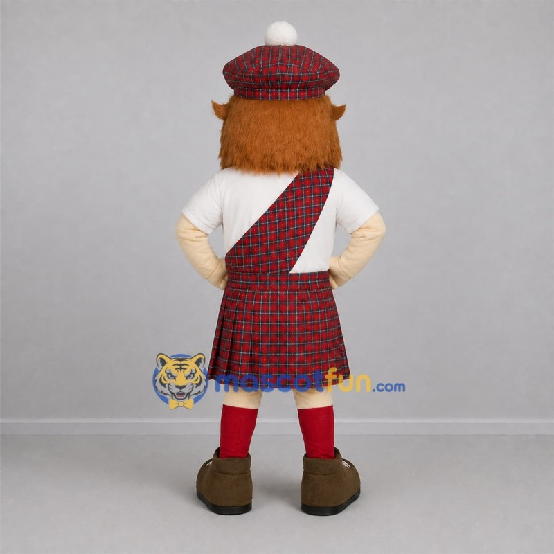 Custom White and Red Highlander Mascot Costume Adult Full Body Suit for Cultural Events Custom White and Red Highlander Mascot Costume Adult Full Body Suit for Cultural Events