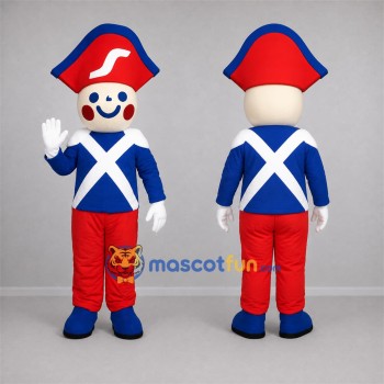 Custom Blue and Red Toy Soldier Mascot Costume Adult Full Body Suit for Holiday Events