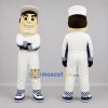 Custom White and Blue Race Car Driver Mascot Costume Adult Full Body Suit for Racing Events Custom White and Blue Race Car Driver Mascot Costume Adult Full Body Suit for Racing Events