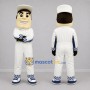 Custom White and Blue Race Car Driver Mascot Costume Adult Full Body Suit for Racing Events