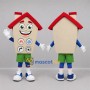 Custom Cream and Red House Mascot Costume Adult Full Body Suit for Home Improvement Events