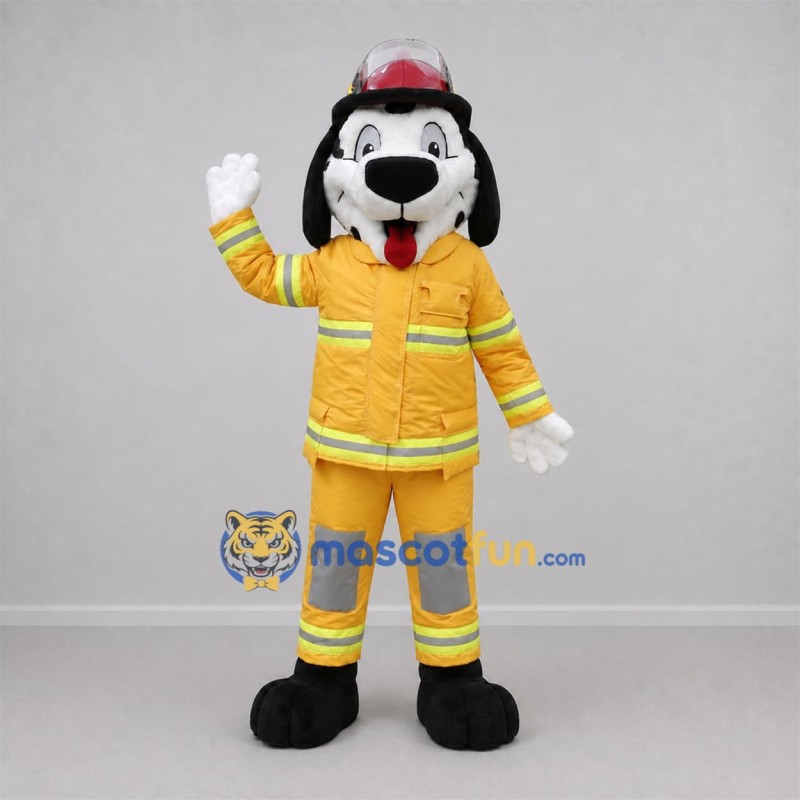Custom Black and White Firefighter Dalmatian Mascot Costume Adult Full Body Suit for Community Events Custom Black and White Firefighter Dalmatian Mascot Costume Adult Full Body Suit for Community Events
