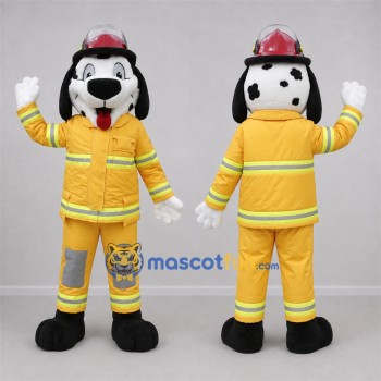 Custom Black and White Firefighter Dalmatian Mascot Costume Adult Full Body Suit for Community Events