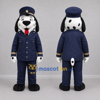 Custom Black and White Police Dalmatian Mascot Costume Adult Full Body Suit for Community Events