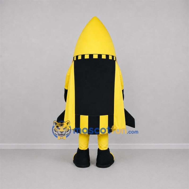 Custom Yellow and Black Rocket Mascot Costume Adult Full Body Suit for Space Events Custom Yellow and Black Rocket Mascot Costume Adult Full Body Suit for Space Events