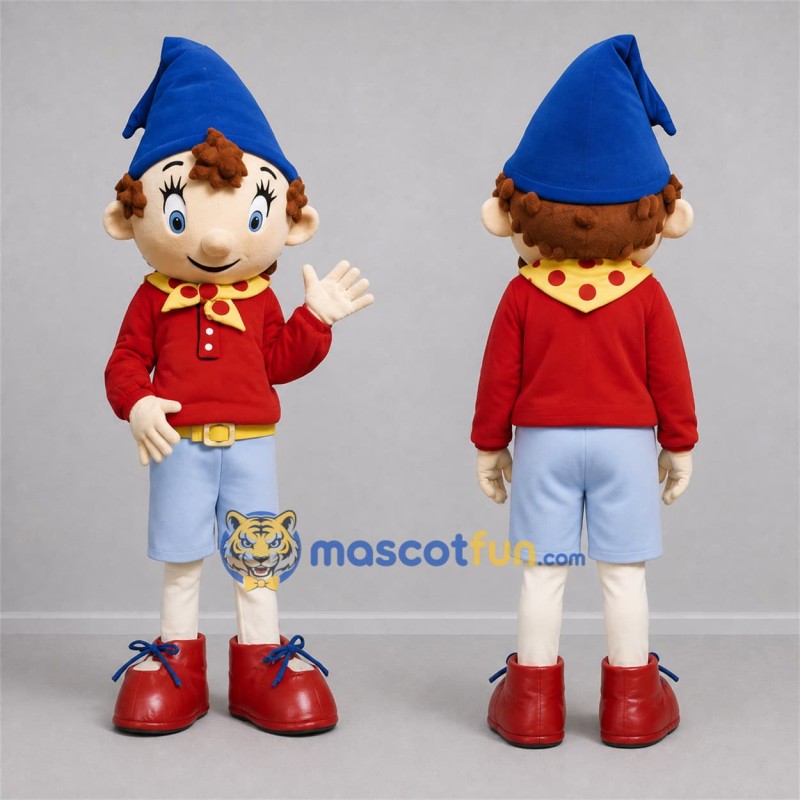Custom Red and Blue Elf Boy Mascot Costume Adult Full Body Suit for Storytelling Events Custom Red and Blue Elf Boy Mascot Costume Adult Full Body Suit for Storytelling Events
