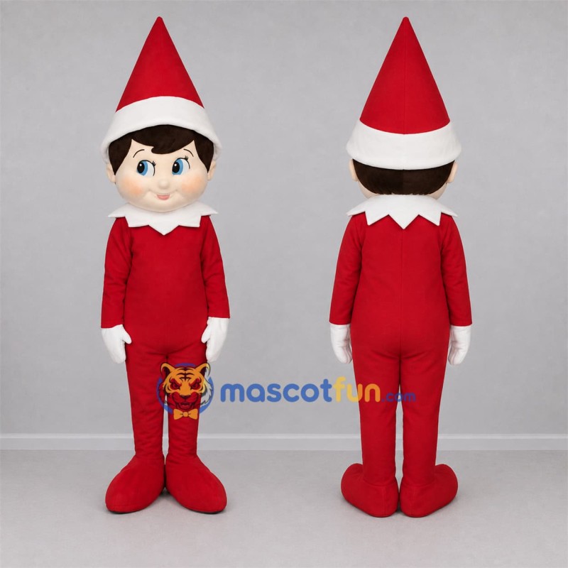 Custom Red and White Christmas Elf Mascot Costume Adult Full Body Suit for Christmas Events Custom Red and White Christmas Elf Mascot Costume Adult Full Body Suit for Christmas Events