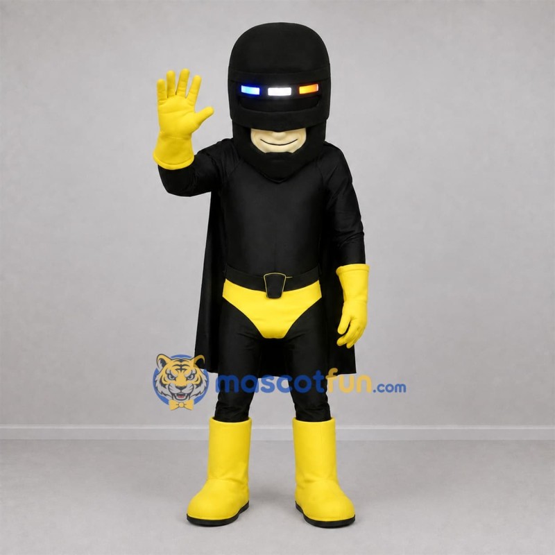 Custom Black and Yellow Superhero Mascot Costume Adult Full Body Suit for Stage Performances Custom Black and Yellow Superhero Mascot Costume Adult Full Body Suit for Stage Performances