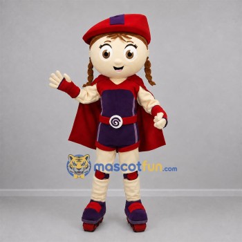 Custom Red and Purple Superhero Girl Mascot Costume Adult Full Body Suit for Birthday Parties Custom Red and Purple Superhero Girl Mascot Costume Adult Full Body Suit for Birthday Parties