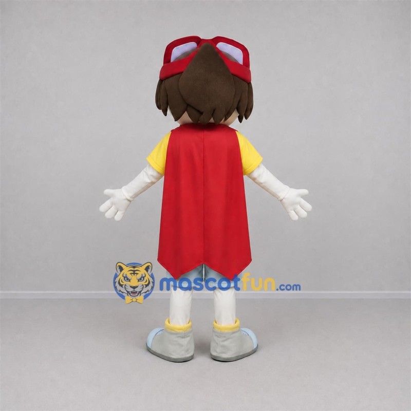 Custom Yellow and Red Superhero Boy Mascot Costume Adult Full Body Suit for Birthday Parties Custom Yellow and Red Superhero Boy Mascot Costume Adult Full Body Suit for Birthday Parties