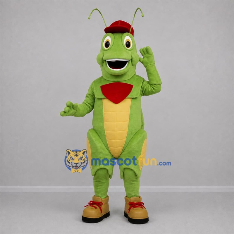 Custom Green and Red Grasshopper Mascot Costume Adult Full Body Suit for Science Events Custom Green and Red Grasshopper Mascot Costume Adult Full Body Suit for Science Events
