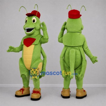 Custom Green and Red Grasshopper Mascot Costume Adult Full Body Suit for Science Events