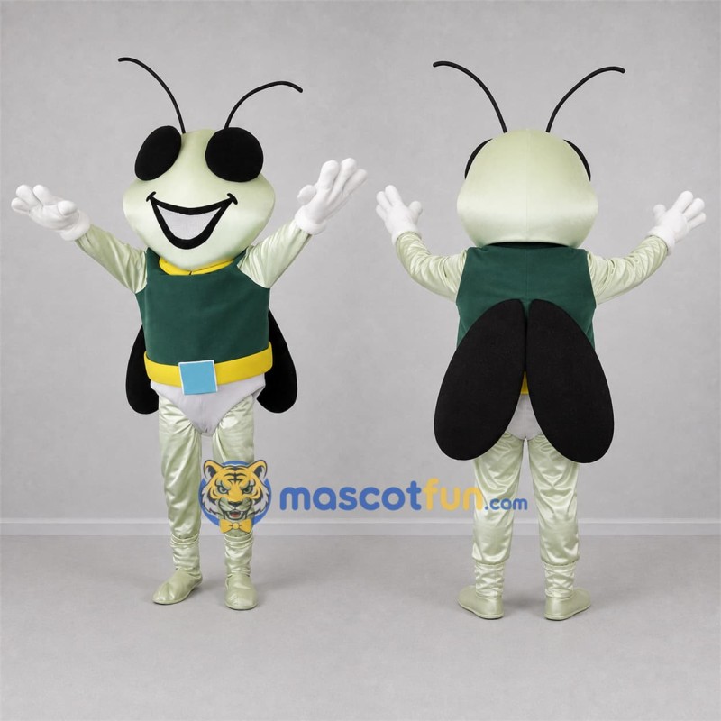 Custom Cream and Green Insect Mascot Costume Adult Full Body Suit for Science Events