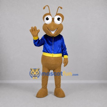 Custom Tan and Blue Ant Mascot Costume Adult Full Body Suit for School Events
