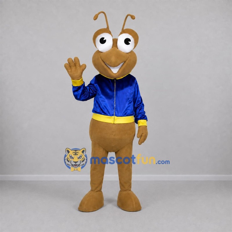 Custom Tan and Blue Ant Mascot Costume Adult Full Body Suit for School Events Custom Tan and Blue Ant Mascot Costume Adult Full Body Suit for School Events