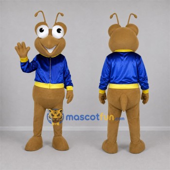 Custom Tan and Blue Ant Mascot Costume Adult Full Body Suit for School Events
