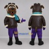 Custom Brown and Purple Aviator Dog Mascot Costume Adult Full Body Suit for Aviation Events Custom Brown and Purple Aviator Dog Mascot Costume Adult Full Body Suit for Aviation Events