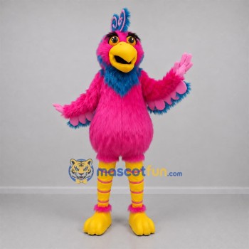 Custom Pink and Blue Tropical Bird Mascot Costume Adult Full Body Suit for Summer Events Custom Pink and Blue Tropical Bird Mascot Costume Adult Full Body Suit for Summer Events