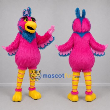 Custom Pink and Blue Tropical Bird Mascot Costume Adult Full Body Suit for Summer Events