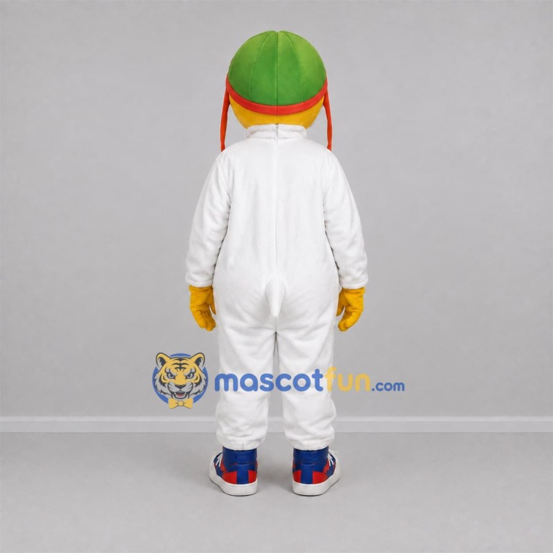 Custom White and Green Aviator Bird Mascot Costume Adult Full Body Suit for Aviation Events Custom White and Green Aviator Bird Mascot Costume Adult Full Body Suit for Aviation Events