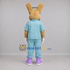 Custom Tan and Light Blue Doctor Rabbit Mascot Costume Adult Full Body Suit for Health Events