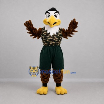 Custom Brown and Green Eagle Mascot Costume Adult Full Body Suit for Sports Events
