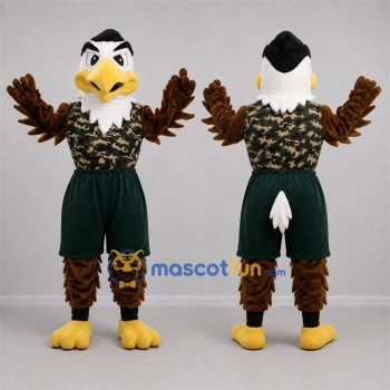 Custom Brown and Green Eagle Mascot Costume Adult Full Body Suit for Sports Events