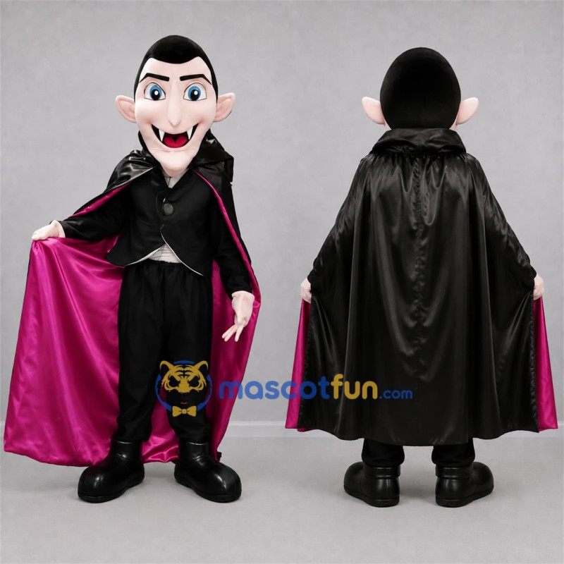 Custom Black and Magenta Vampire Mascot Costume Adult Full Body Suit for Halloween Events Custom Black and Magenta Vampire Mascot Costume Adult Full Body Suit for Halloween Events