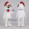 Custom White and Red Christmas Dog Mascot Costume Adult Full Body Suit for Christmas Events