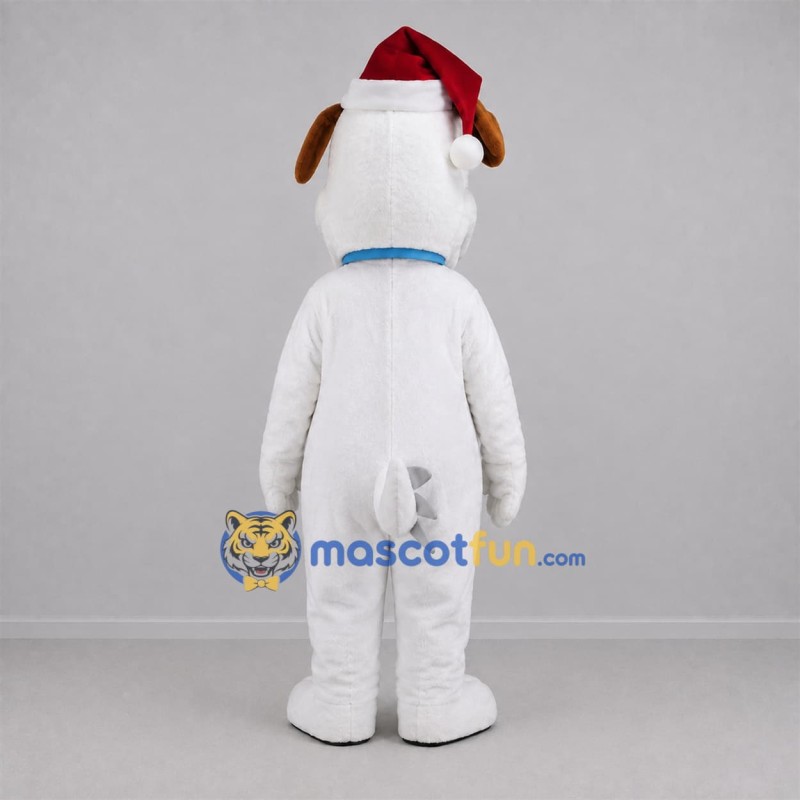 Custom White and Red Christmas Dog Mascot Costume Adult Full Body Suit for Christmas Events Custom White and Red Christmas Dog Mascot Costume Adult Full Body Suit for Christmas Events