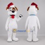Custom White and Red Christmas Dog Mascot Costume Adult Full Body Suit for Christmas Events