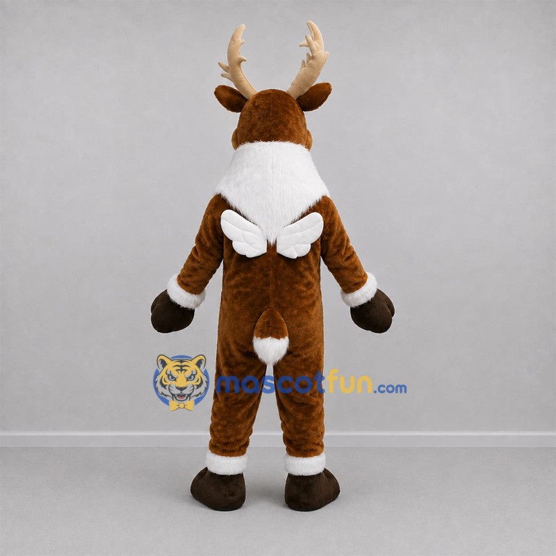 Custom Brown and White Winged Reindeer Mascot Costume Adult Full Body Suit for Christmas Events Custom Brown and White Winged Reindeer Mascot Costume Adult Full Body Suit for Christmas Events