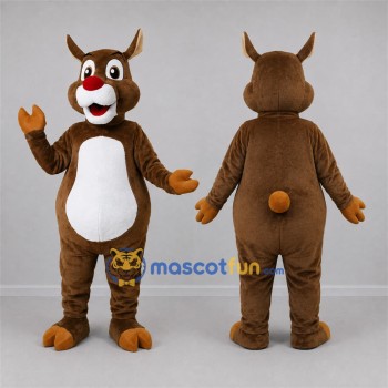Custom Brown and Red Reindeer Mascot Costume Adult Full Body Suit for Christmas Events